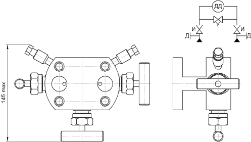 Габаритные размеры клапанного блока БКН3-4-00